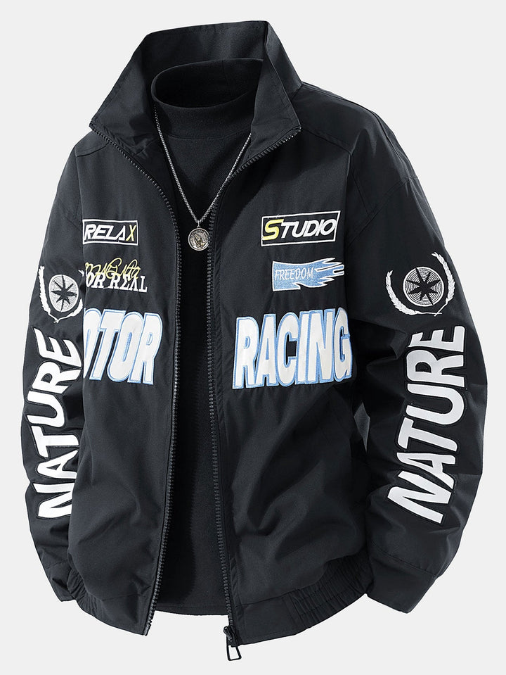 Herr Motorsport Racing Bomberjacka in svart, Relaxed Fit Streetwear