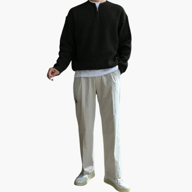 Herr Oversized Half-Zip Tröja - Modernt Breisel