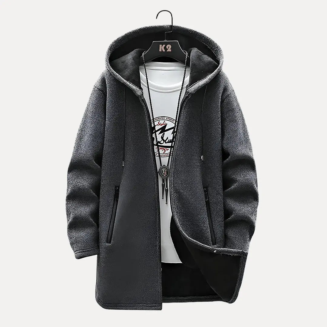 Herr Oversized Hoodie med Dragkedja - Vintermodell - Antracit