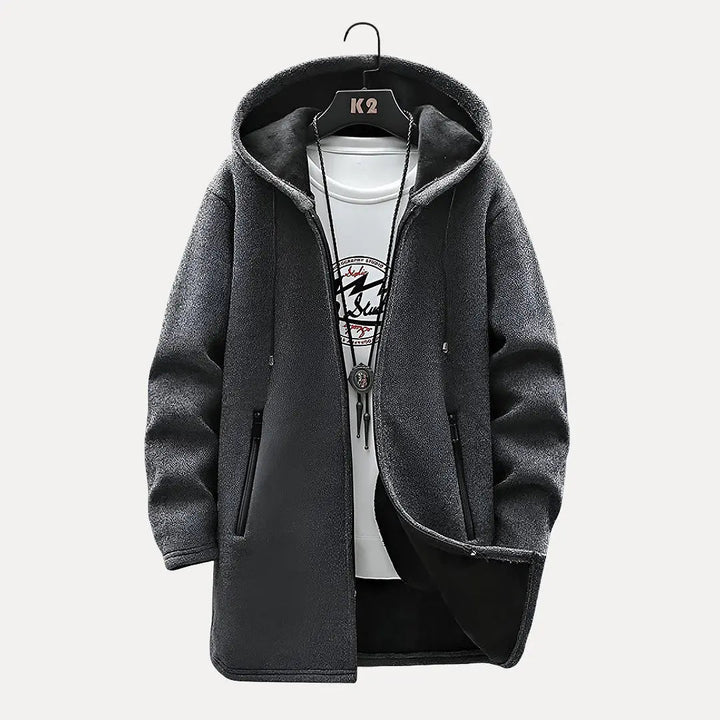 Herr Oversized Hoodie med Dragkedja - Vintermodell - Antracit