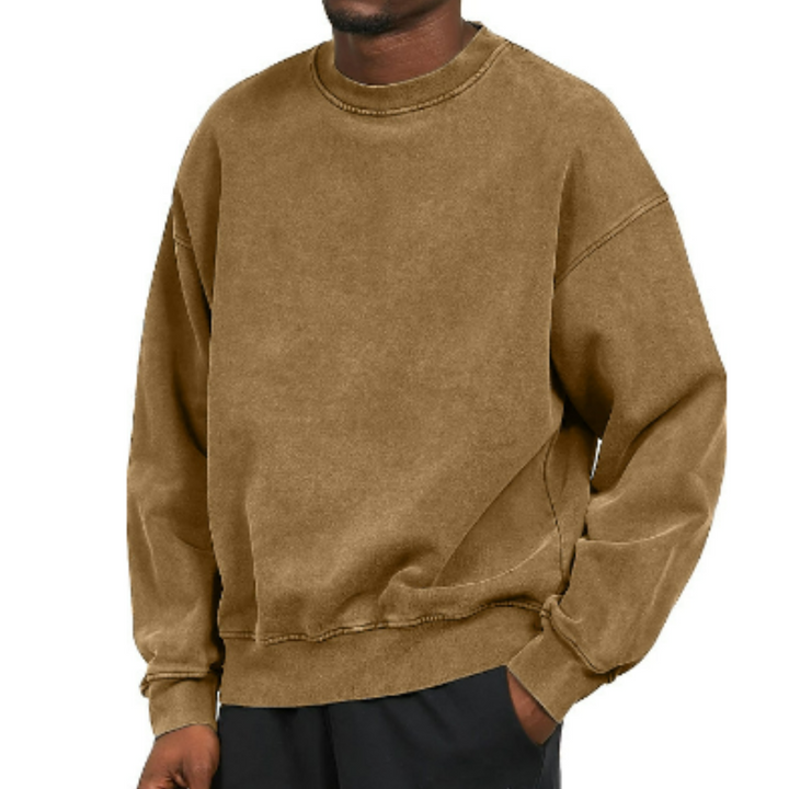 Herr Oversized O-hals Tröja - Varm &amp; Casual - Beige