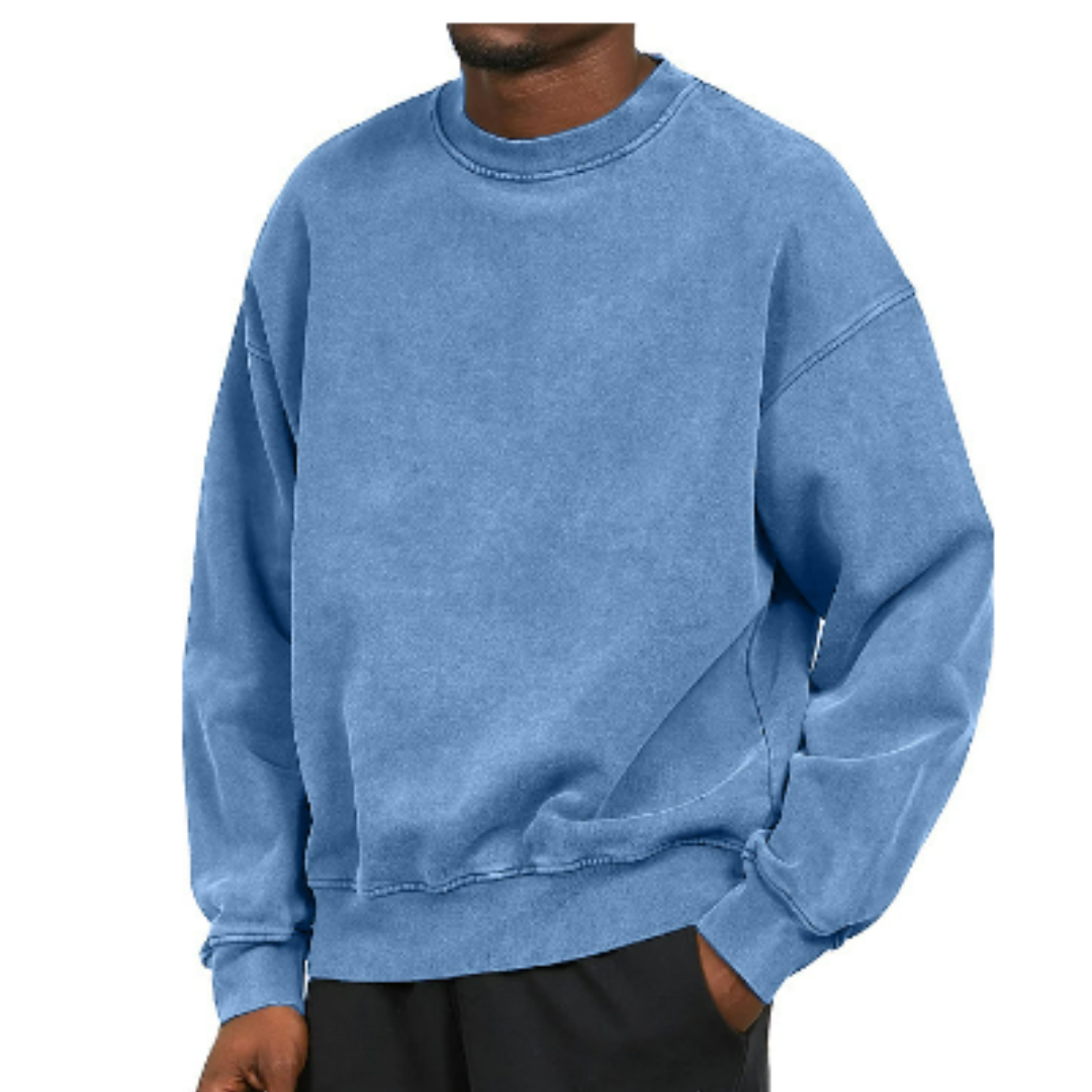 Herr Oversized O-hals Tröja - Varm &amp; Casual - Blå