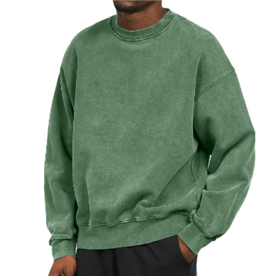 Herr Oversized O-hals Tröja - Varm &amp; Casual - Grön
