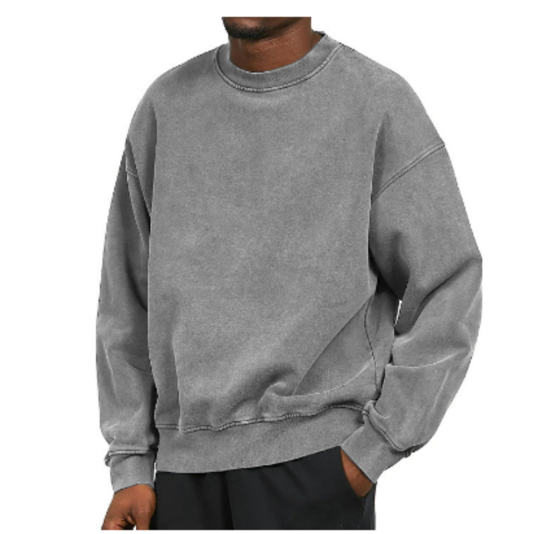 Herr Oversized O-hals Tröja - Varm &amp; Casual - Grå