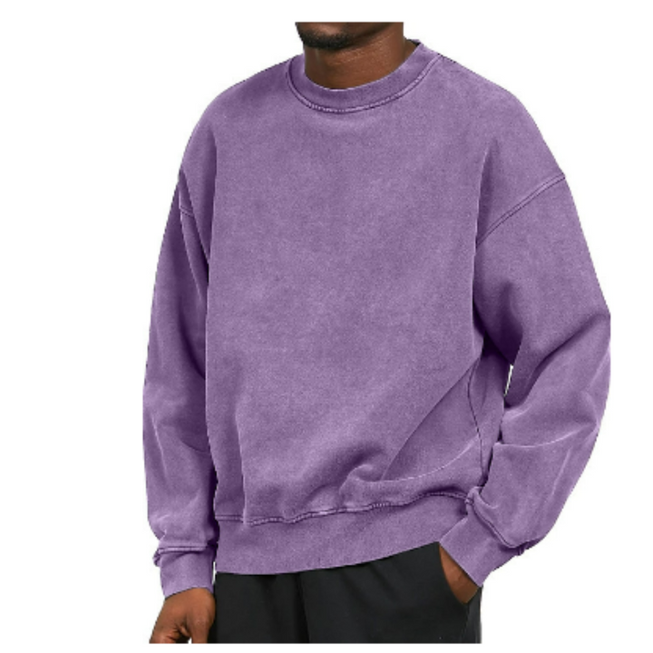 Herr Oversized O-hals Tröja - Varm &amp; Casual - Lila