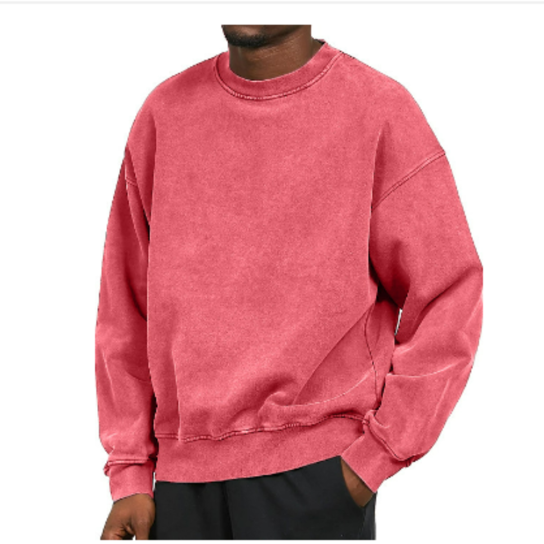 Herr Oversized O-hals Tröja - Varm &amp; Casual - Persika