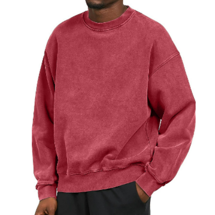Herr Oversized O-hals Tröja - Varm &amp; Casual - Röd