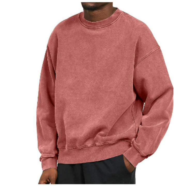 Herr Oversized O-hals Tröja - Varm &amp; Casual - Rosa