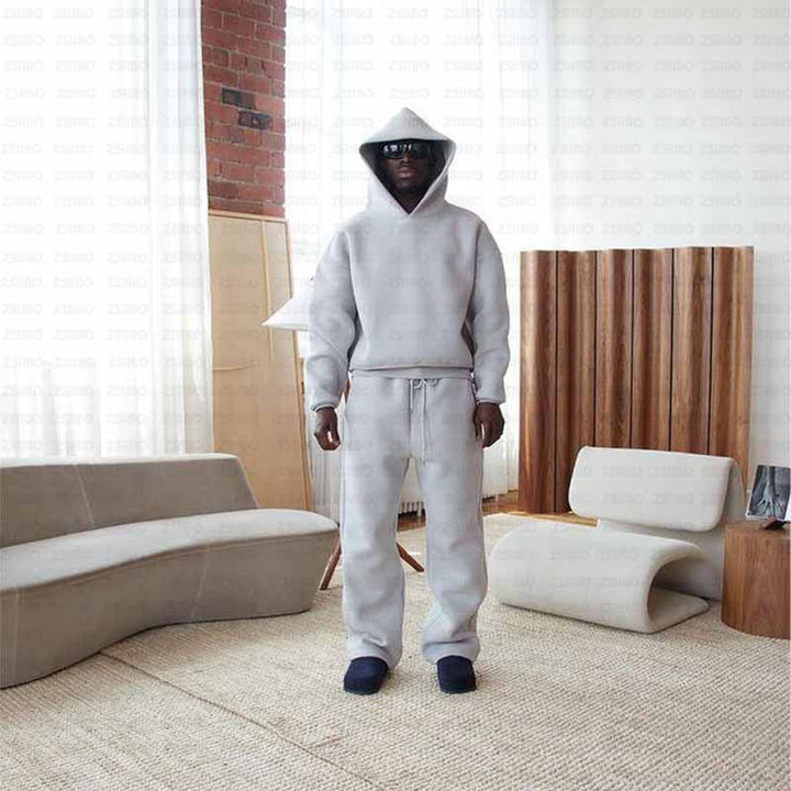 Herr Oversized Set Långärmad - Vinterkomfort - Grå