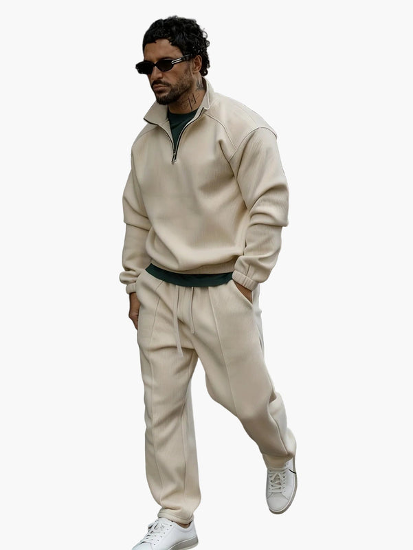 Herr Oversized Tvådelad Set - Vinterkomfort - Beige