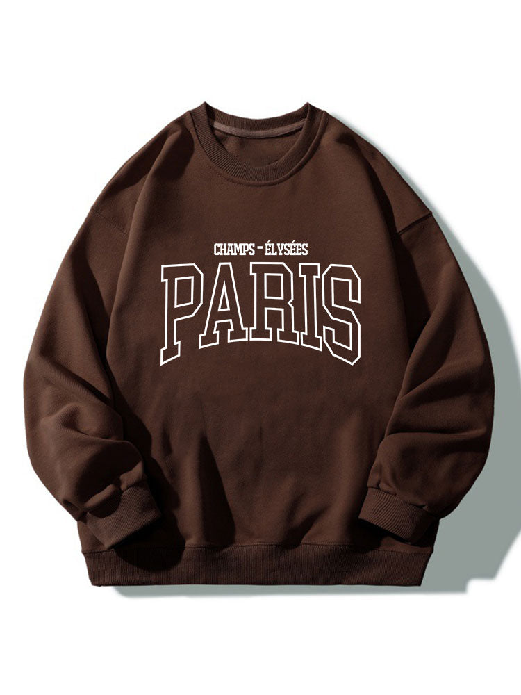 Herr Paris Grafisk Sweatshirt – Relaxed Fit Crew Neck - Mörkbrun