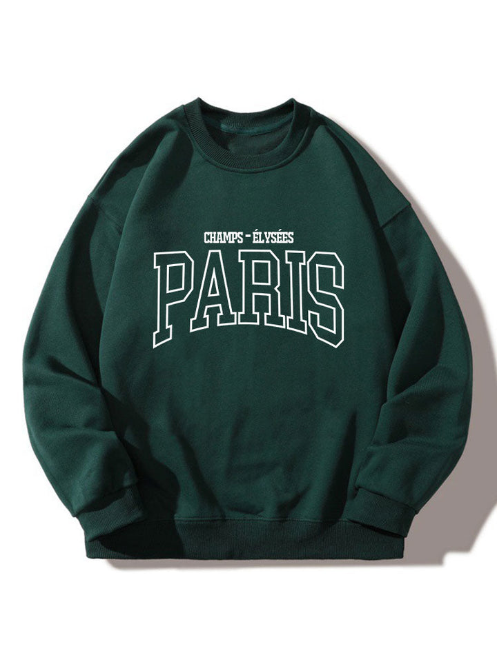 Herr Paris Grafisk Sweatshirt – Relaxed Fit Crew Neck - Mörkgrön