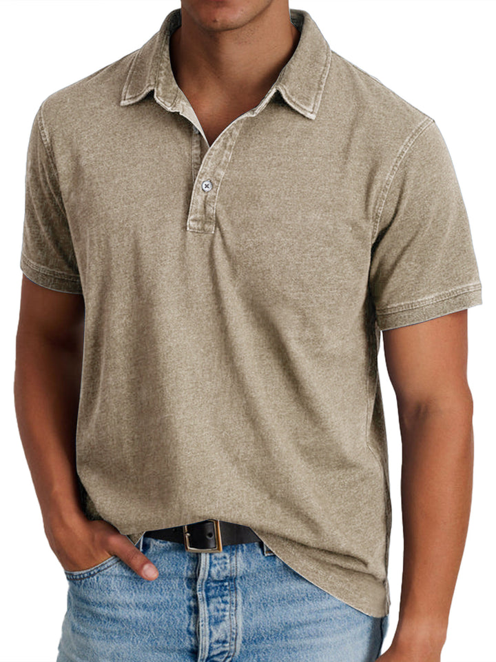Herr Pikétröja Klassisk - Elegant Polokrage - Khaki
