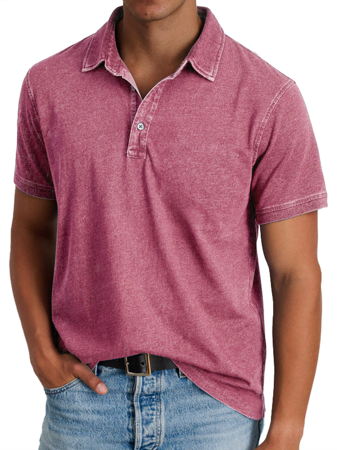 Herr Pikétröja Klassisk - Elegant Polokrage - Rosa