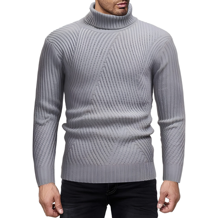 Herr Polokrage Stickad Tröja - Modern &amp; Varm - Silver