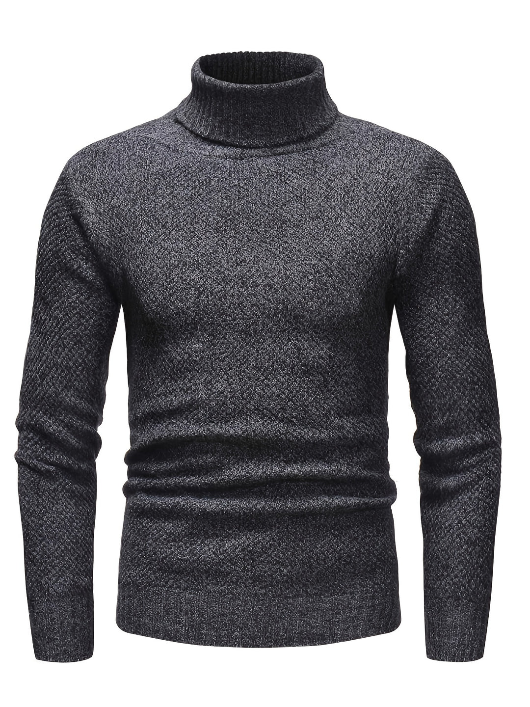 Herr Polokrage Stickad Tröja - Slim Fit - Grå