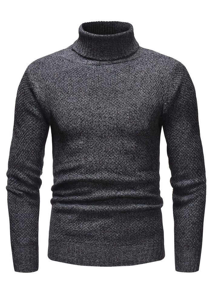 Herr Polokrage Stickad Tröja - Slim Fit - Grå