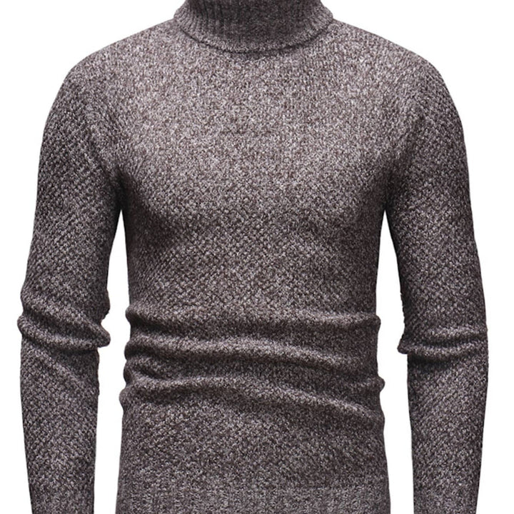 Herr Polokrage Stickad Tröja - Slim Fit - Kaffe