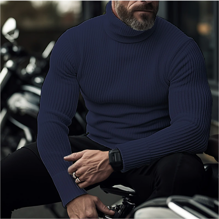 Herr Polokrage Trui - Klassisk Elegans - Marinblå