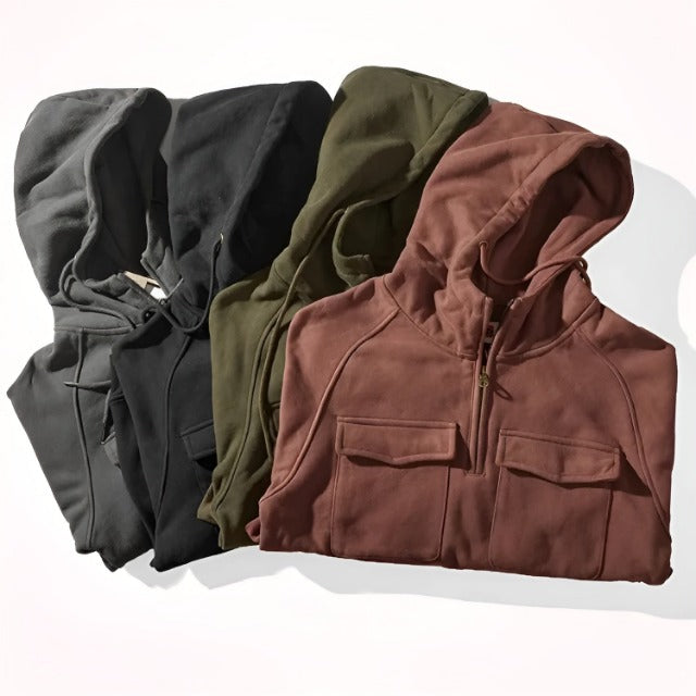 Herr Quarterzip Hoodie Brushed - Klassisk Vinterstil