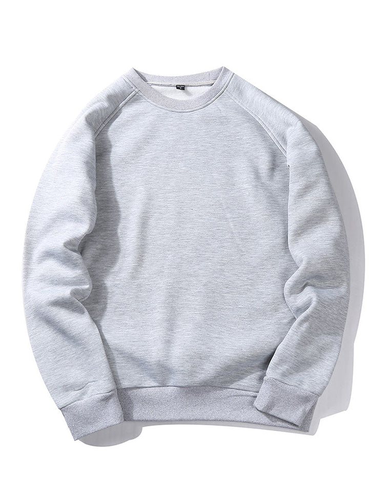 Herr Raglan Sweatshirt in ljusgrå, Klassisk Crew Neck Pullover