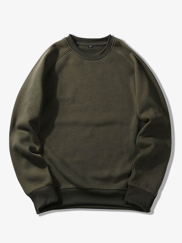 Herr Raglan Sweatshirt in olivgrön, Klassisk Crew Neck Pullover