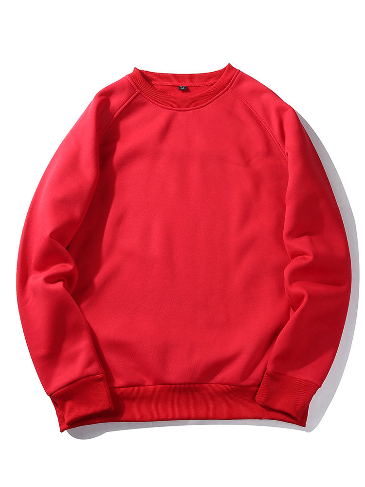 Herr Raglan Sweatshirt in röd, Klassisk Crew Neck Pullover
