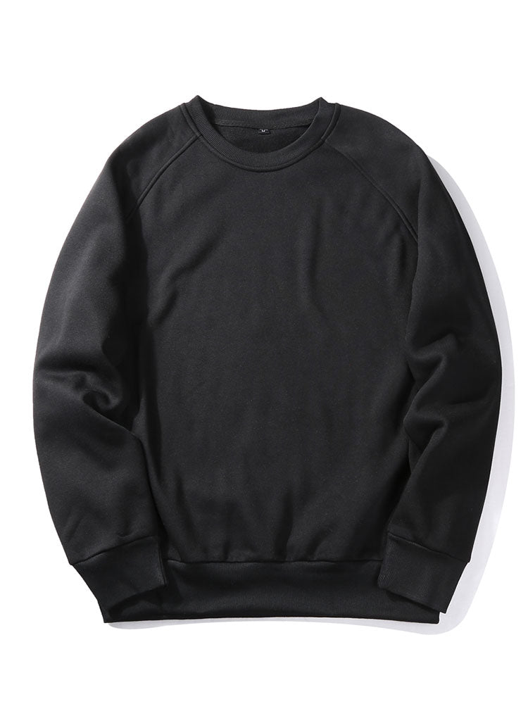 Herr Raglan Sweatshirt in svart, Klassisk Crew Neck Pullover