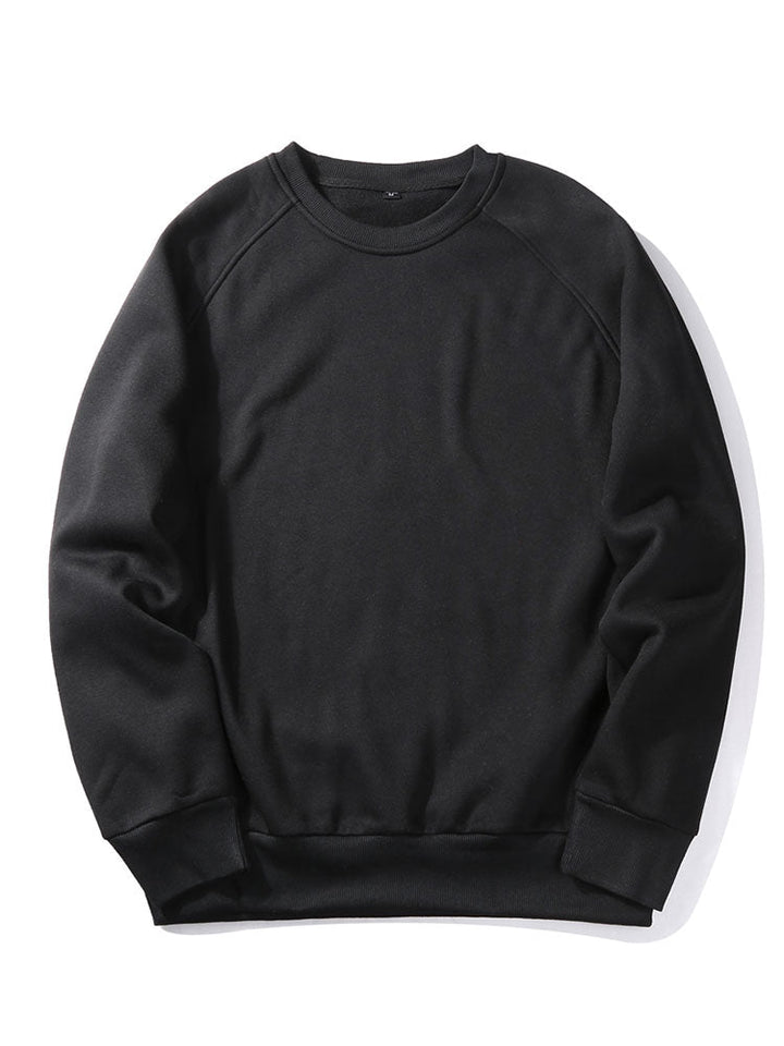 Herr Raglan Sweatshirt in svart, Klassisk Crew Neck Pullover