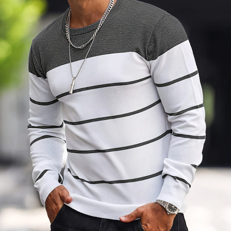 Herr Randig Tröja - Regular Fit Casual