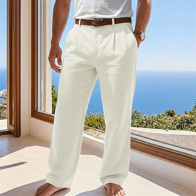 Herr Relaxad Sommarpants in beige, Klassisk Stil