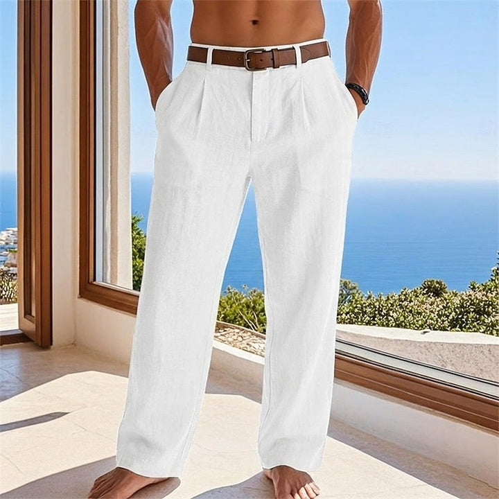 Herr Relaxad Sommarpants in vit, Klassisk Stil
