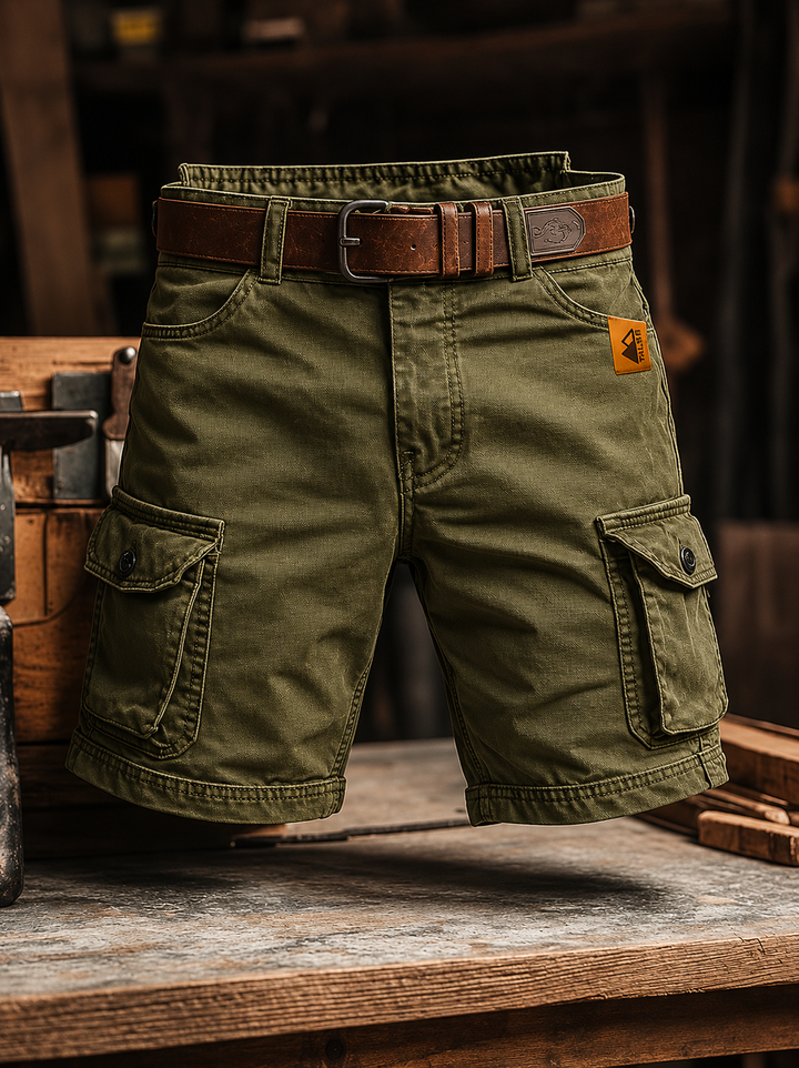 Herr Relaxed Cargo Byxor - Vintage Stil - Armégrön