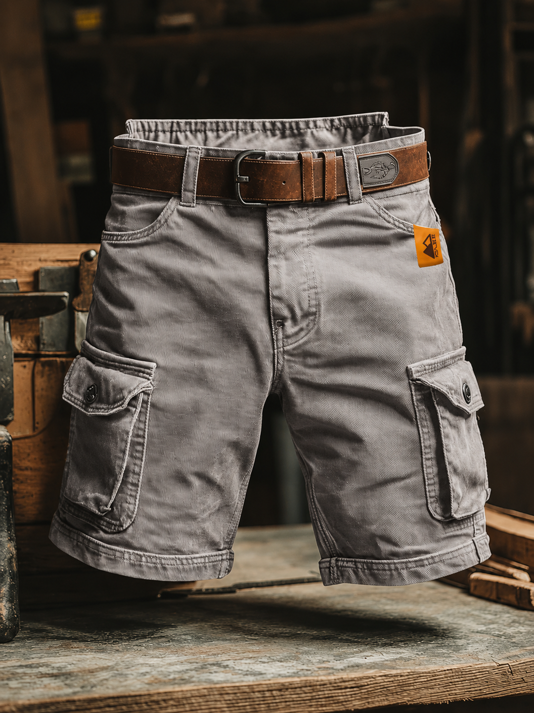 Herr Relaxed Cargo Byxor - Vintage Stil - Grå