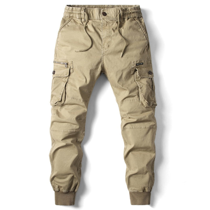 Herr Relaxed Fit Cargo Joggbyxor - Funktionell Stil - Khaki