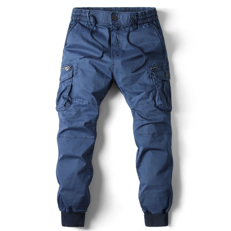 Herr Relaxed Fit Cargo Joggbyxor - Funktionell Stil - Kunglig Blå