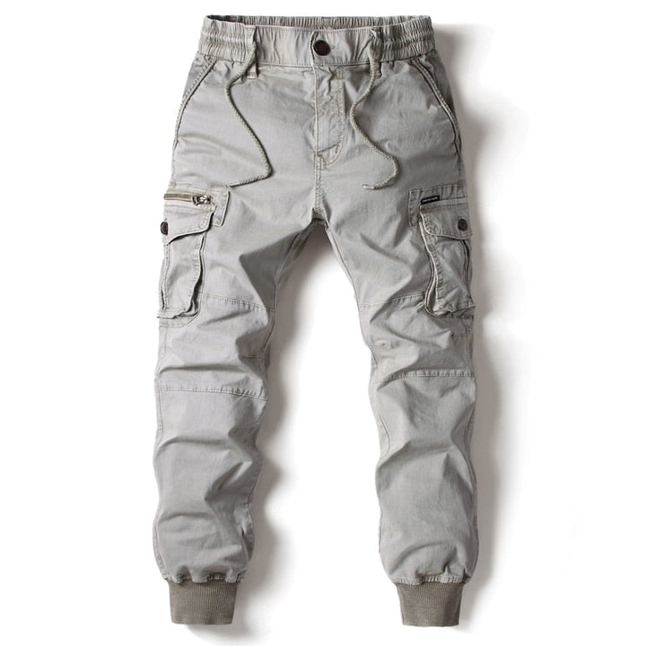 Herr Relaxed Fit Cargo Joggbyxor - Funktionell Stil - Ljusgrå