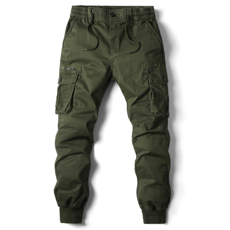 Herr Relaxed Fit Cargo Joggbyxor - Funktionell Stil - Militärgrön