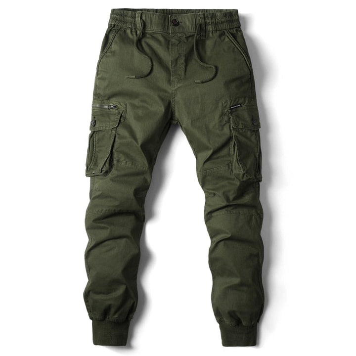 Herr Relaxed Fit Cargo Joggbyxor - Funktionell Stil - Militärgrön