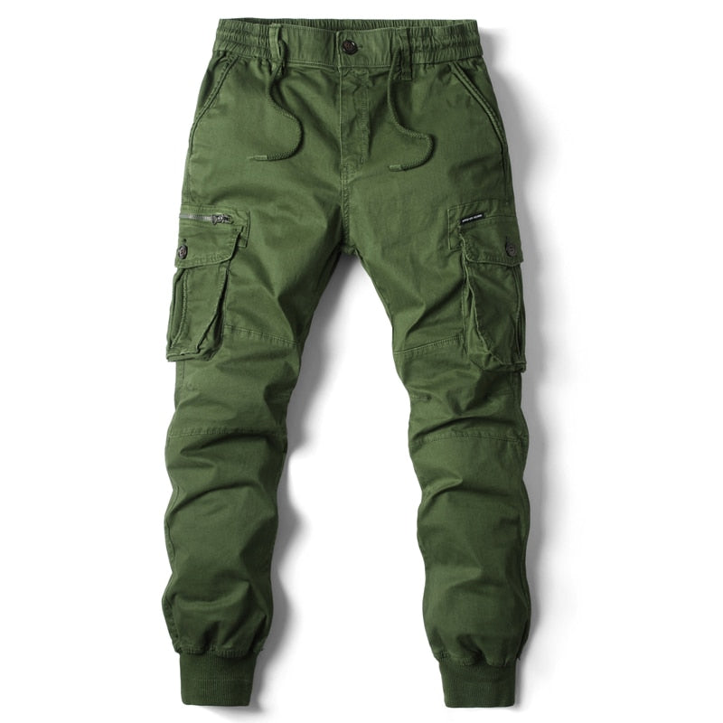 Herr Relaxed Fit Cargo Joggbyxor - Funktionell Stil - Olivgrön