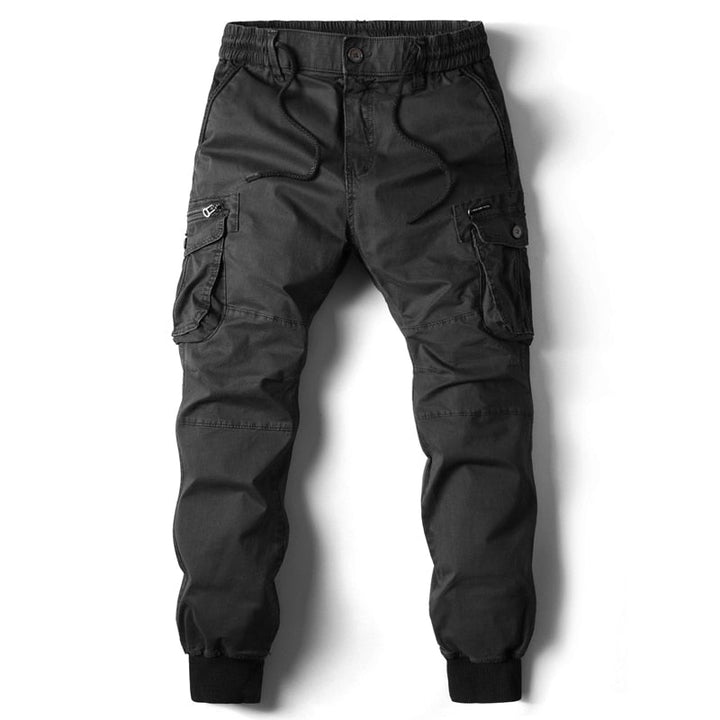 Herr Relaxed Fit Cargo Joggbyxor - Funktionell Stil - Svart