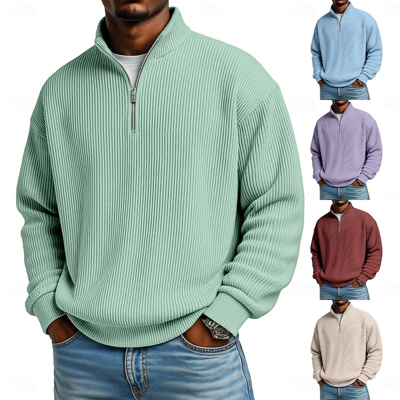 Herr Ribbad Quarter-Zip Pullover - Klassisk Komfort