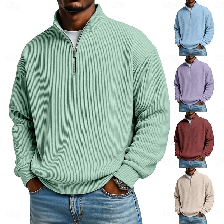 Herr Ribbad Quarter-Zip Pullover - Klassisk Komfort