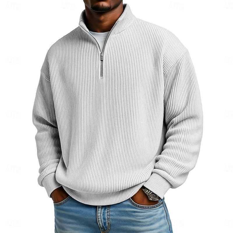 Herr Ribbad Quarter-Zip Pullover - Klassisk Komfort