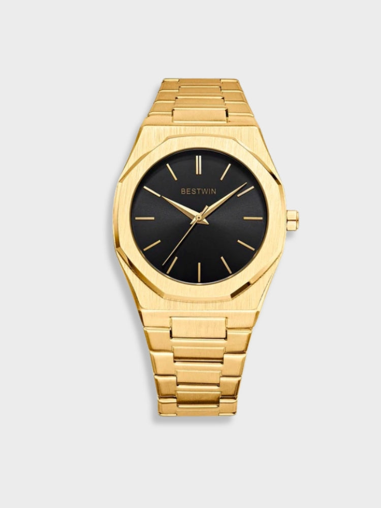 Herr Rostfritt Stål Vintage Armbandsur - Klassisk Elegans - Guld-Svart