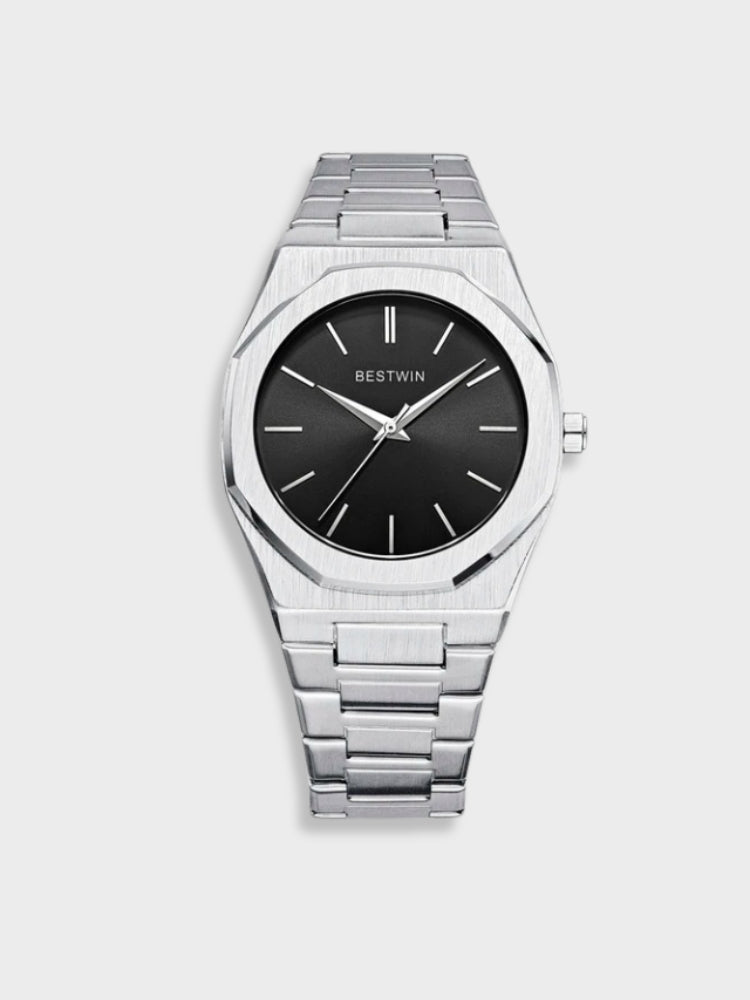 Herr Rostfritt Stål Vintage Armbandsur - Klassisk Elegans - Silver-Svart