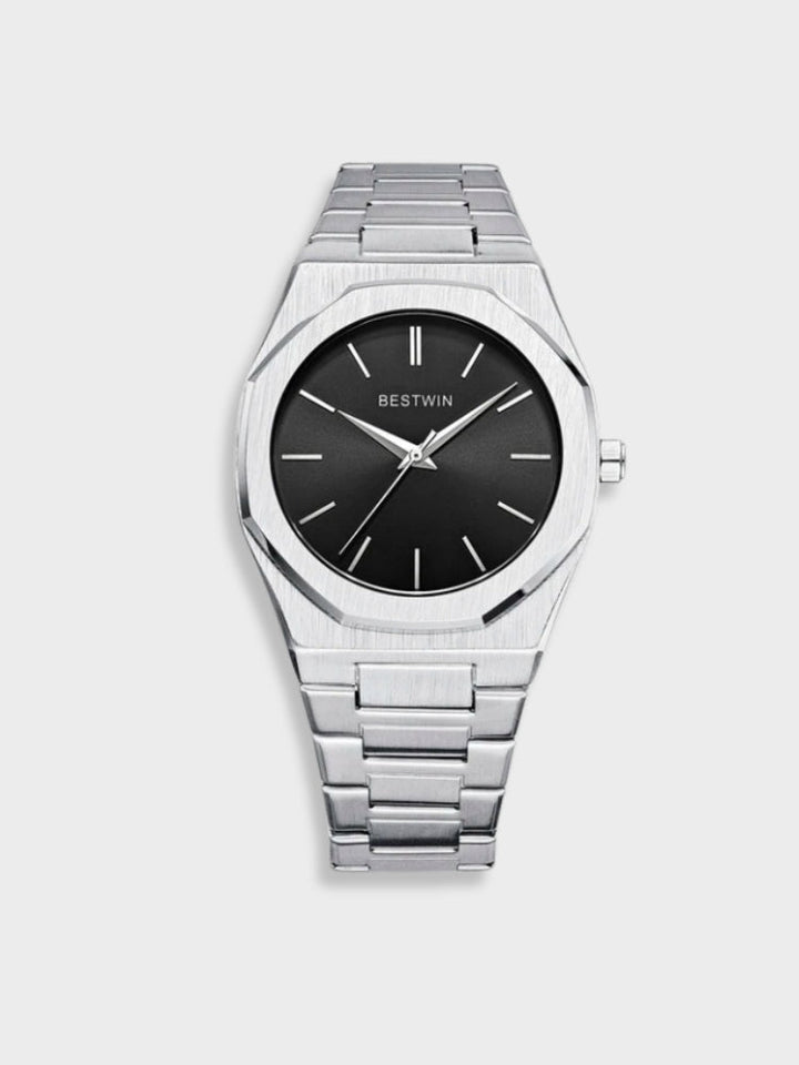 Herr Rostfritt Stål Vintage Armbandsur - Klassisk Elegans - Silver-Svart