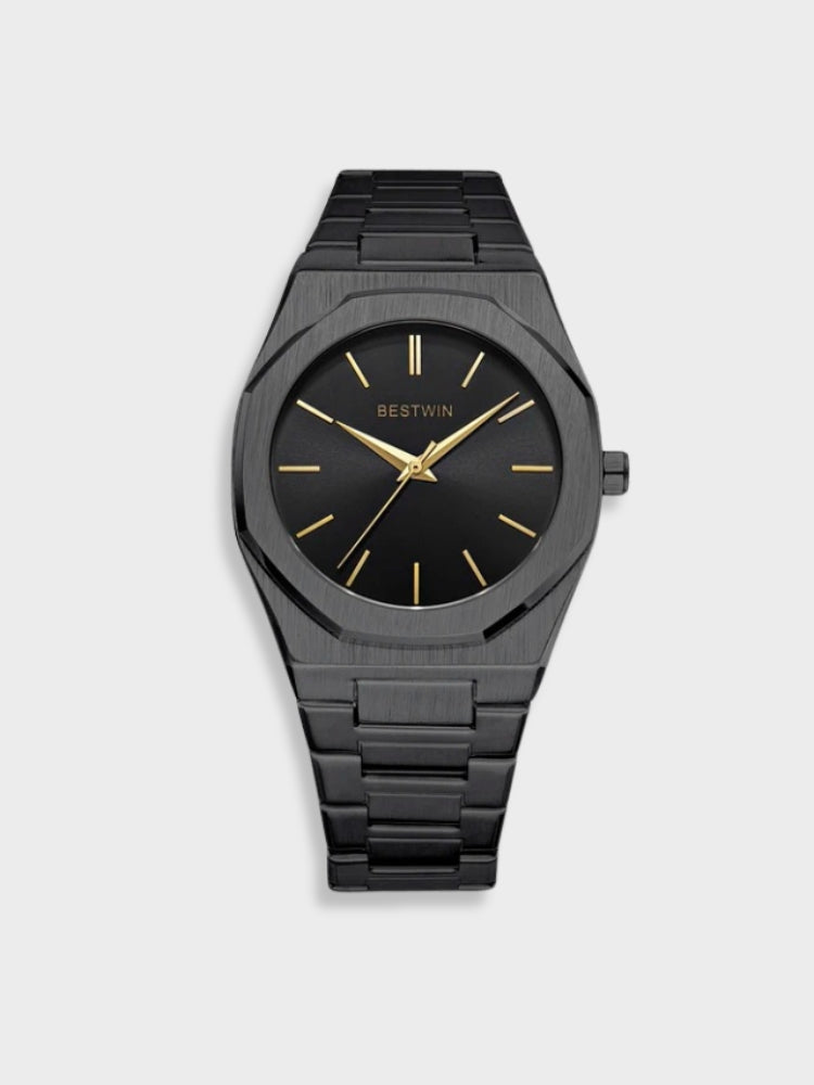 Herr Rostfritt Stål Vintage Armbandsur - Klassisk Elegans - Svart