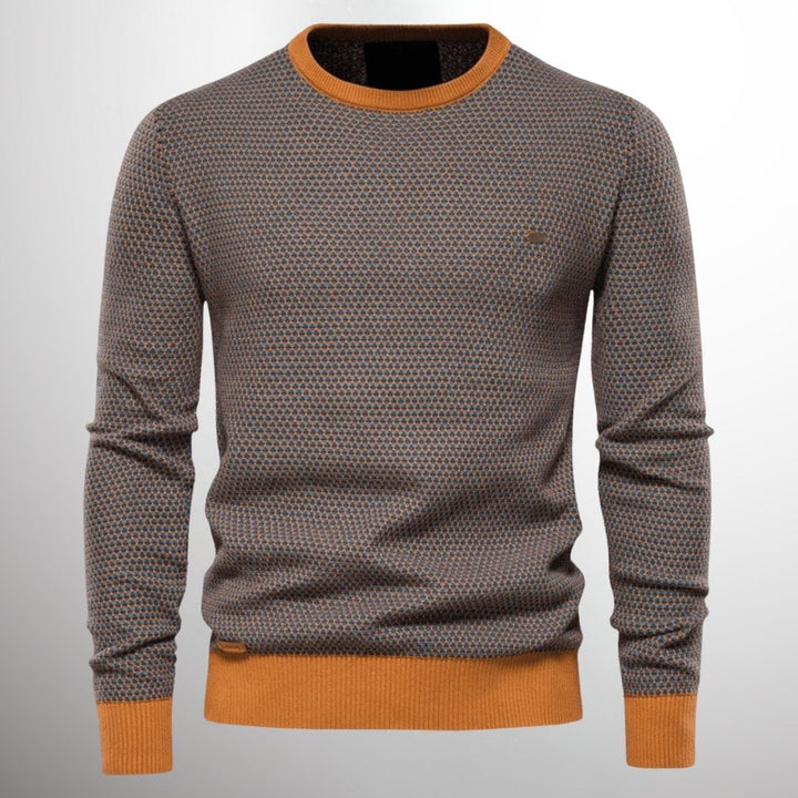 Herr Rundnäckad Tröja - Klassisk Elegans - Orange
