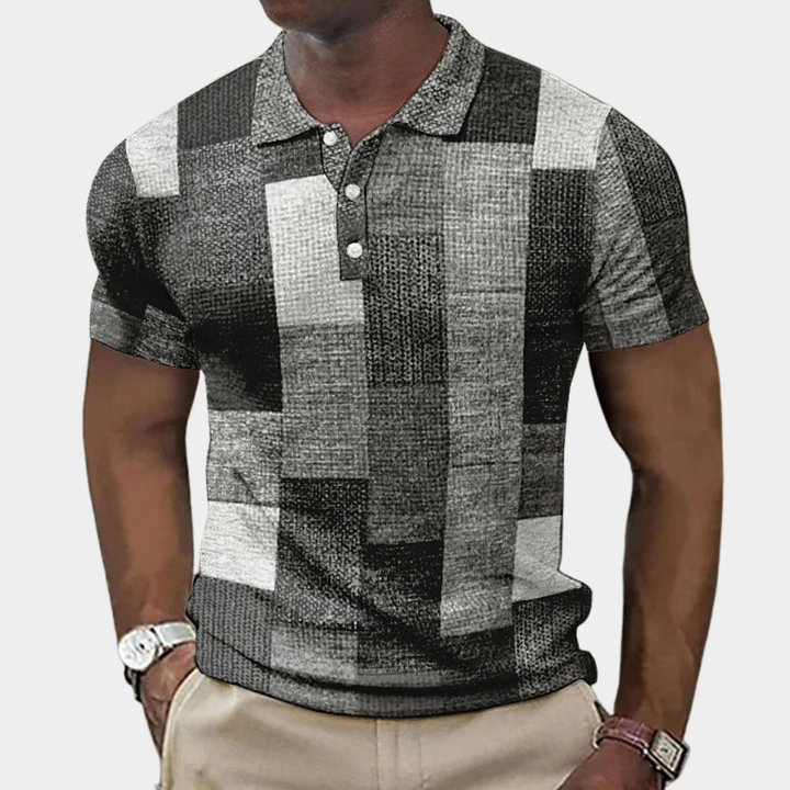 Herr Rutig Slim-Fit Poloskjorta - Klassisk Stil - Grå